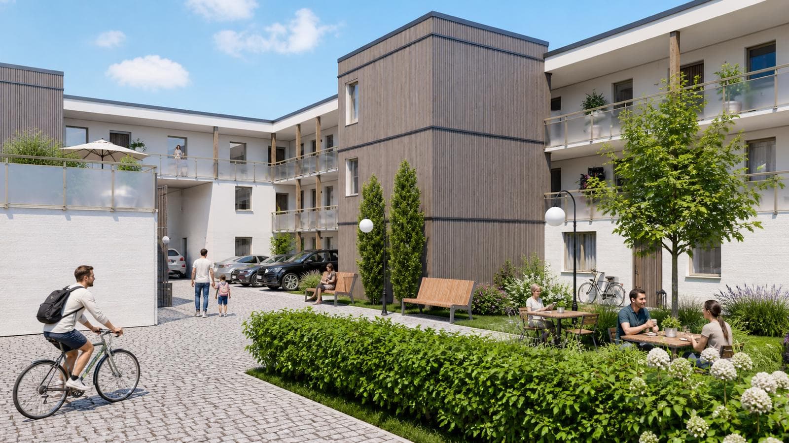 Aktuelles Bauprojekt mit begruentem Innenhof