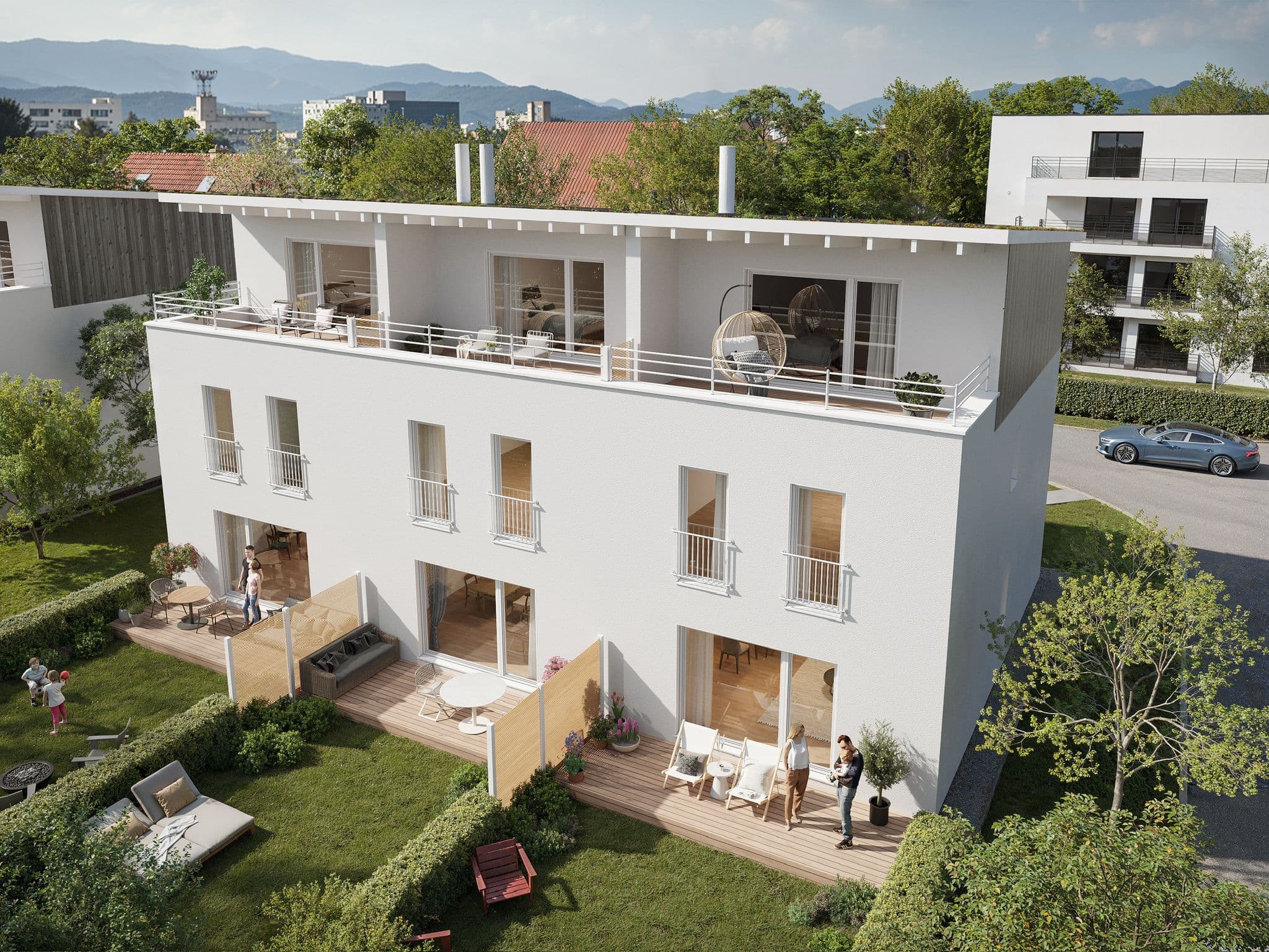 Aktuelles Bauprojekt mit Dachterrassen