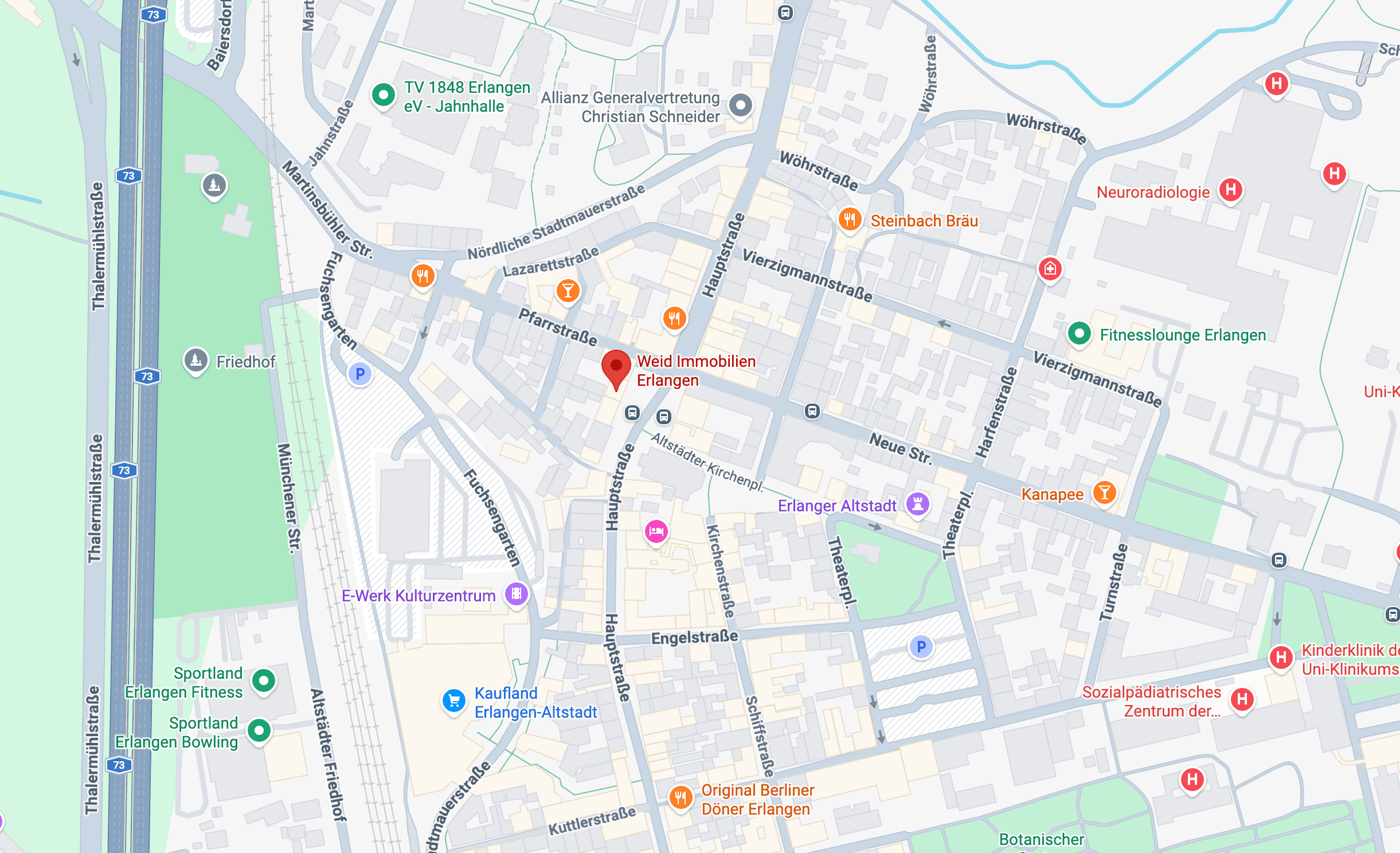 Karte zum Standort WEID Immobilien am Martin-Luther-Platz 5 in Erlangen